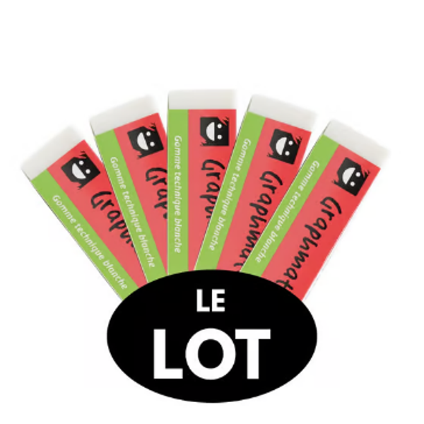 Lot de 5 gommes blanches GRAPHMATE