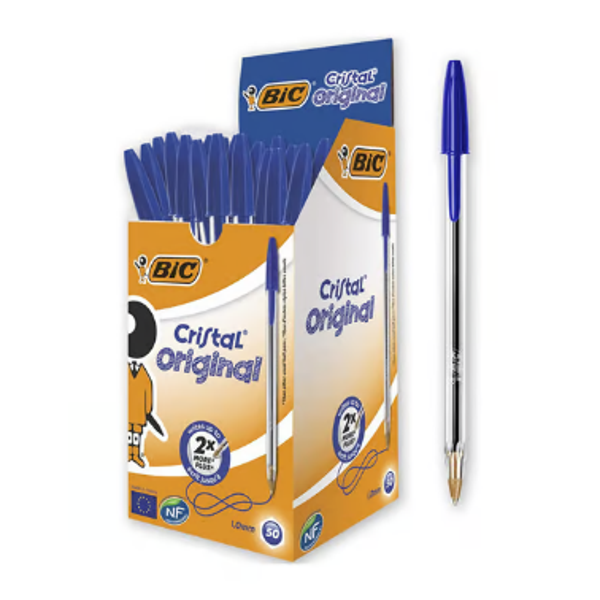Boite de 50 stylos bille BIC bleus pointe moyenne