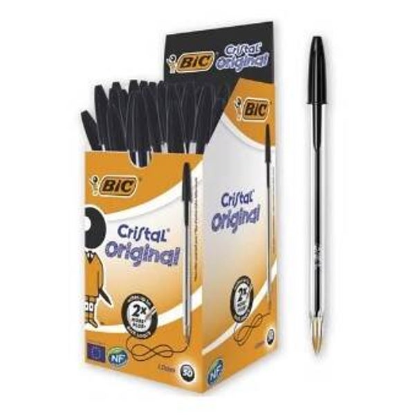 Boite de 50 stylos bille BIC noirs pointe moyenne
