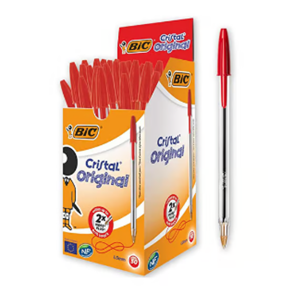 Boite de 50 stylos bille BIC rouges pointe moyenne
