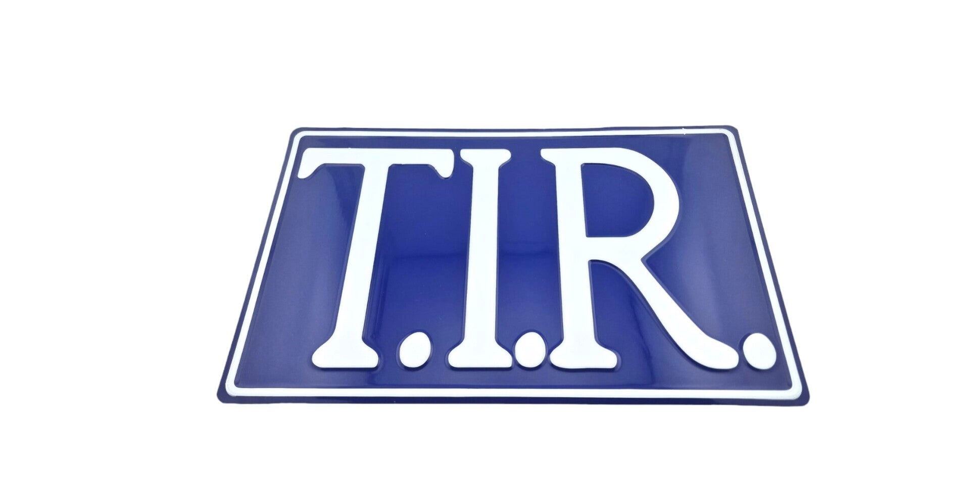 T.I.R. Bord Blauw met witte op druk