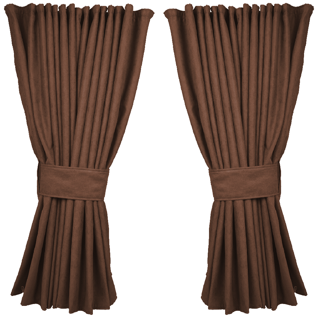 Zijgordijn Alcantara Bruin/Cognac