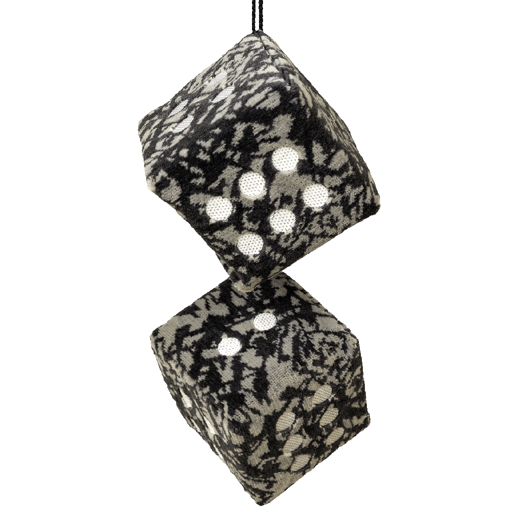 Dobbelstenen Deens Pluche Grijs met Witte Stippen