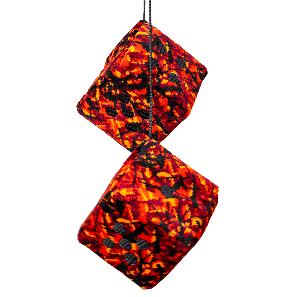 Dobbelstenen Deens Pluche Rood met Zwarten Stippen