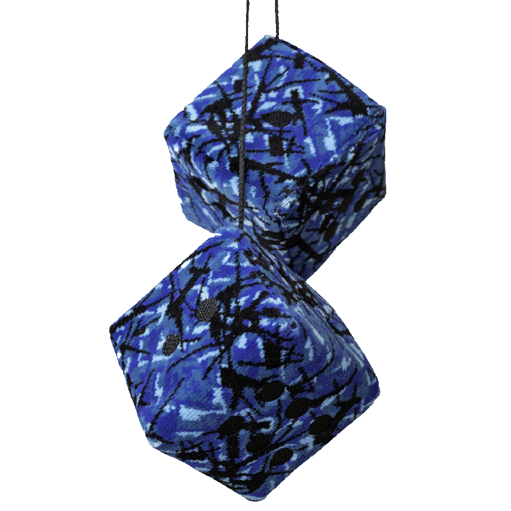 Dobbelstenen Deens Pluche Blauw met Zwarten Stippen