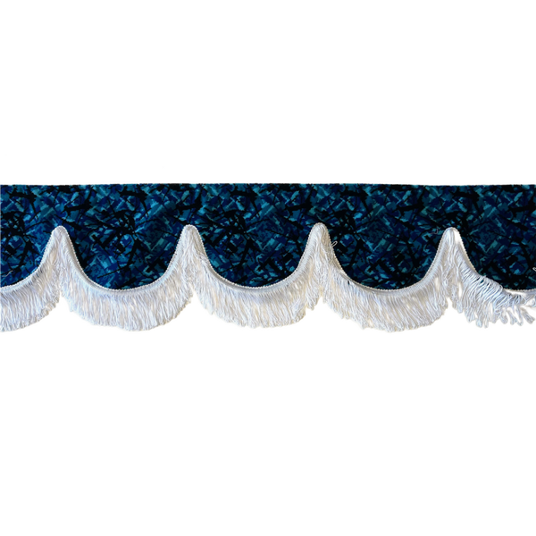 Nedking Front Curtain | Danish Blue | White Fringes