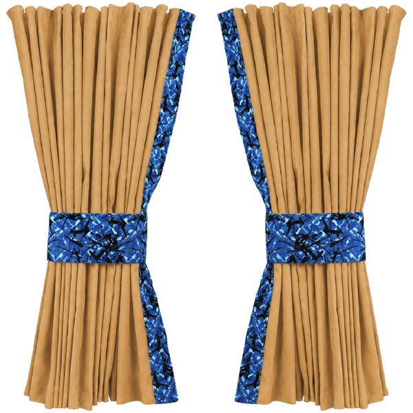 Nedking Zijgordijnen | Caramel | Deense Pluche Blauw | 95cm