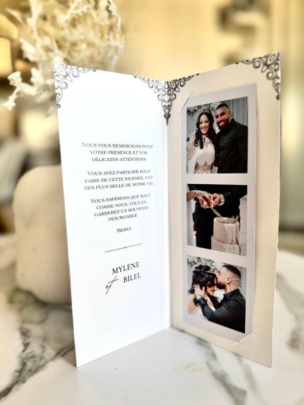 Carte de remerciement 3 photos "oriental"