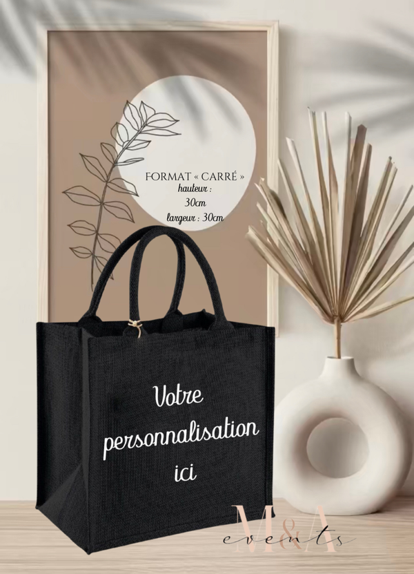 Cabas toile de jute CARRÉ - unicolore