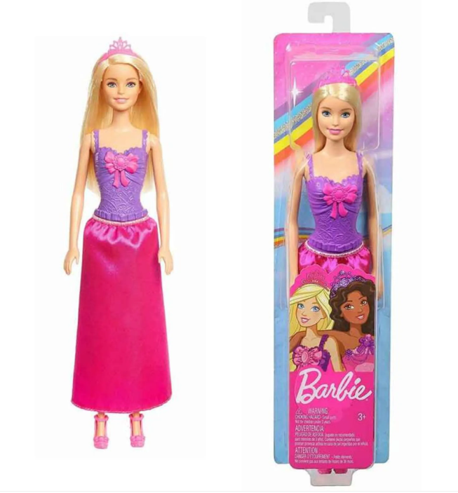 Barbie  Princess doll - Prinses met Blond of bruin haar - pop 32cm