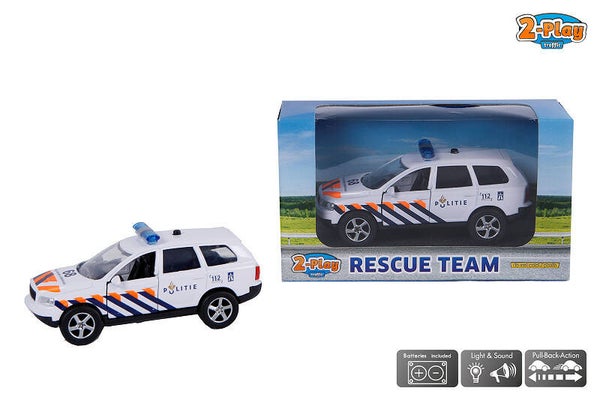 2-Play Politie Die Cast pull back met Licht en Geluid