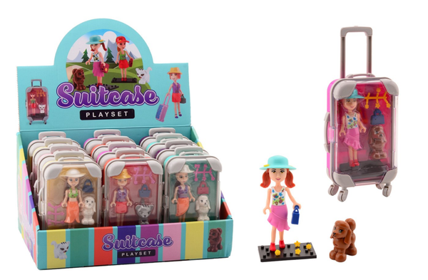 Suitcase Trolley speelset met kat of hond