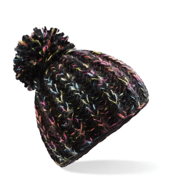Beechfield Aurora Pom Pom Beanie Muts Starlight Black