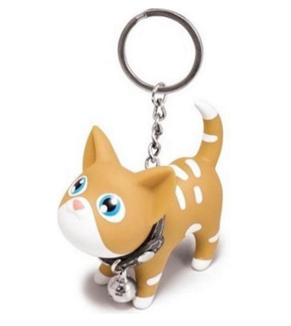 Katten Sleutelhanger Kat Bruin/wit met belletje