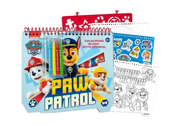 Paw Patrol Kleurblok met Stiften + Stickers + Sjabloon