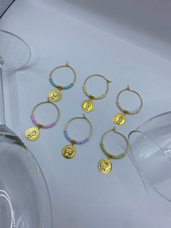Wijnglas charms met bedel