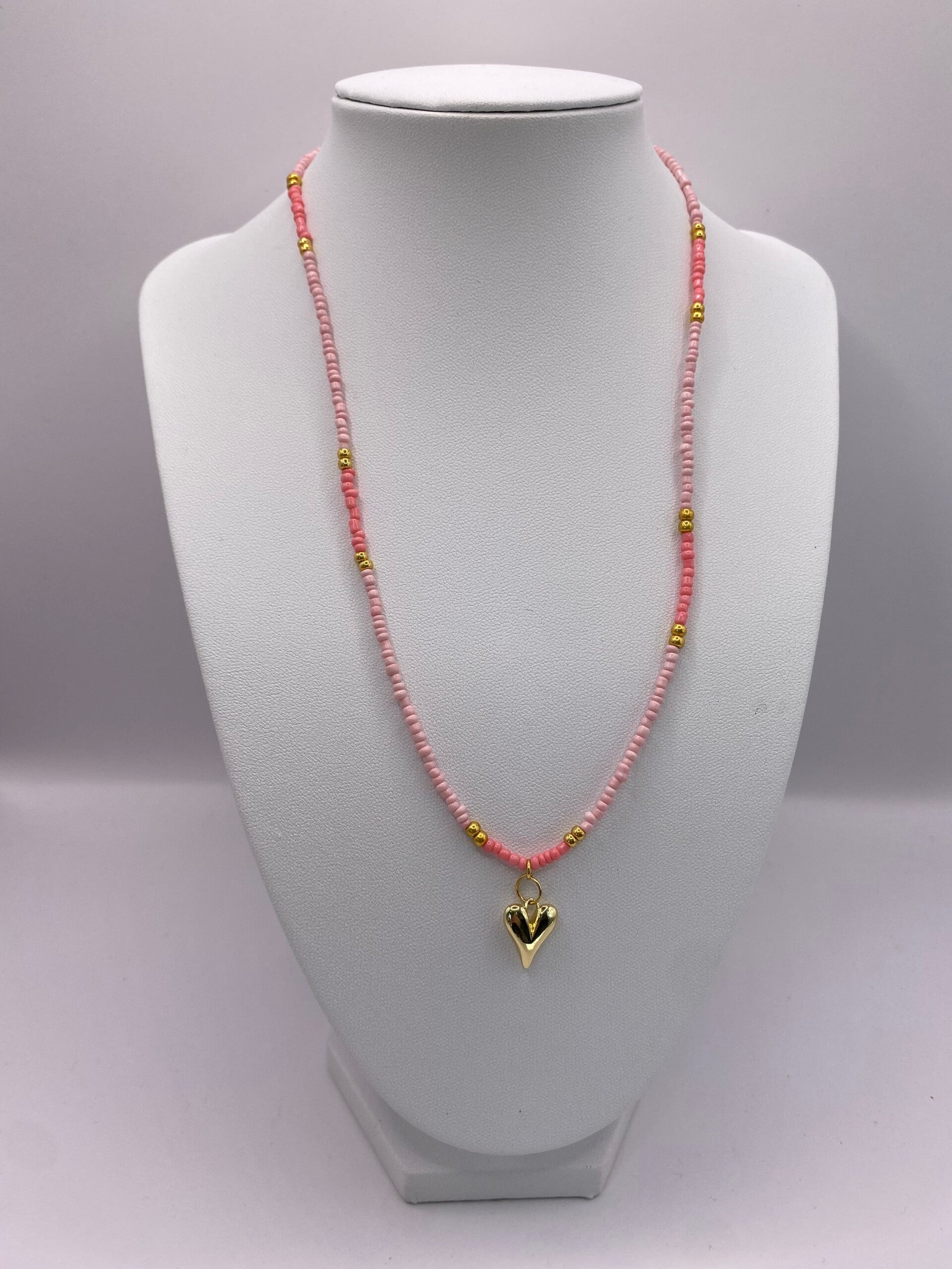 Ketting roze met hartje