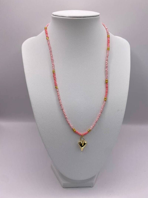 Ketting roze met hartje