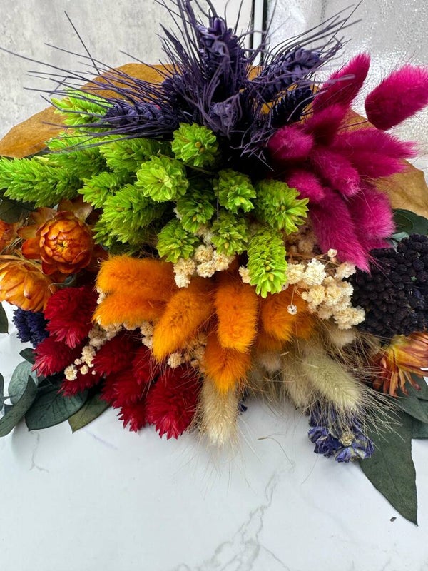 Bouquet seco redondo arlequín
