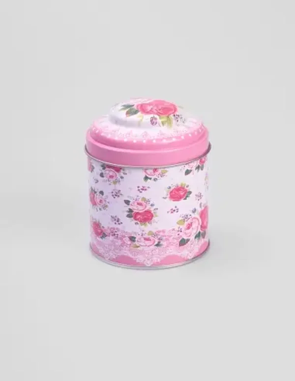 Lata Rosa con flores