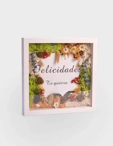 Marco de flores secas Felicidades Te Quiero