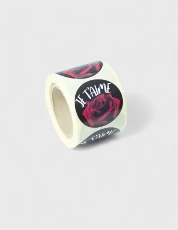 Etiquetas Adhesivas Je T'aime Flores Circular