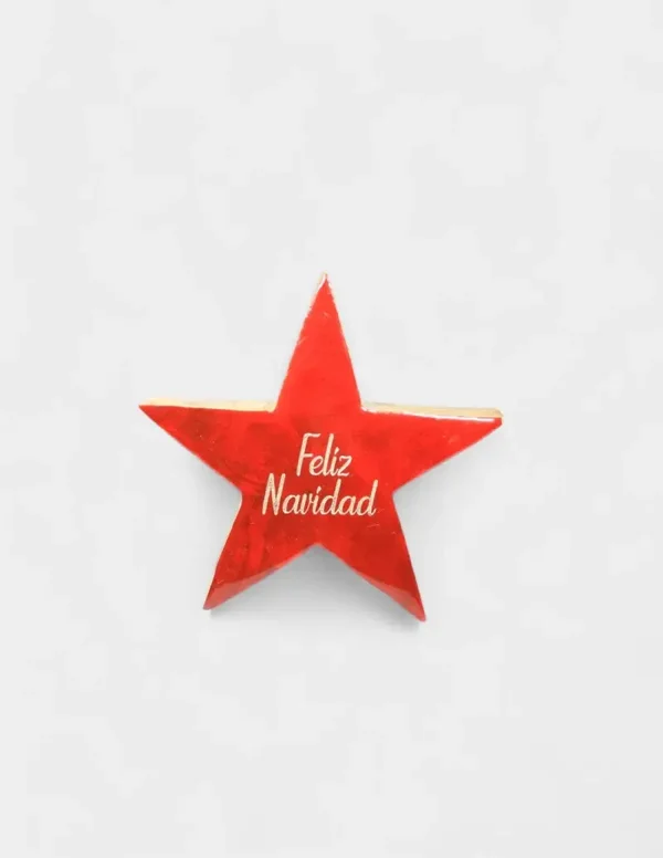 Adorno estrella roja feliz navidad