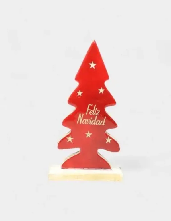 Adorno árbol de madera feliz navidad