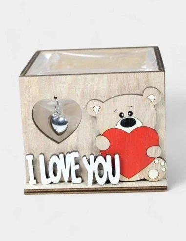 Caja Madera Oso I Love You