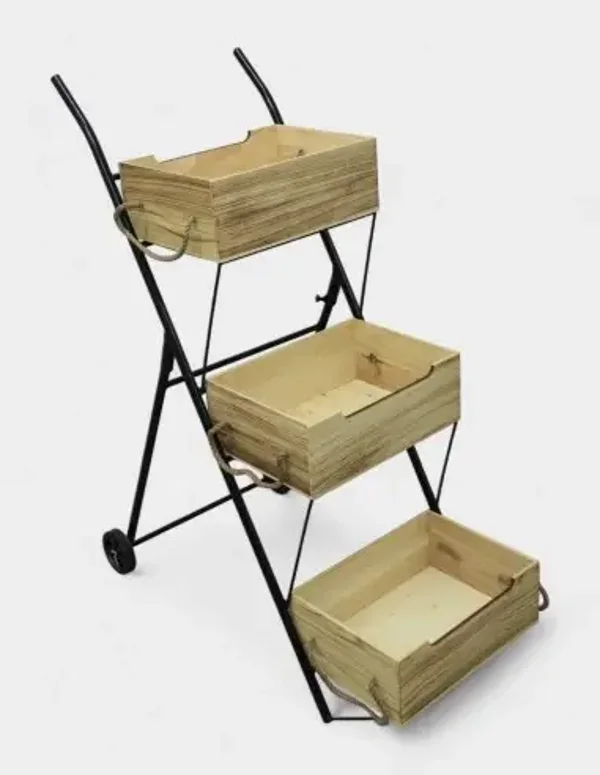 Expositor con 3 cajas de madera
