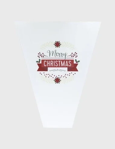 Bolsa Papel Kraft Blanca Merry Christmas