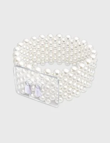 Brazalete Clásico Perlas Blancas