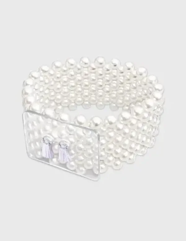 Brazalete Clásico Perlas Blancas