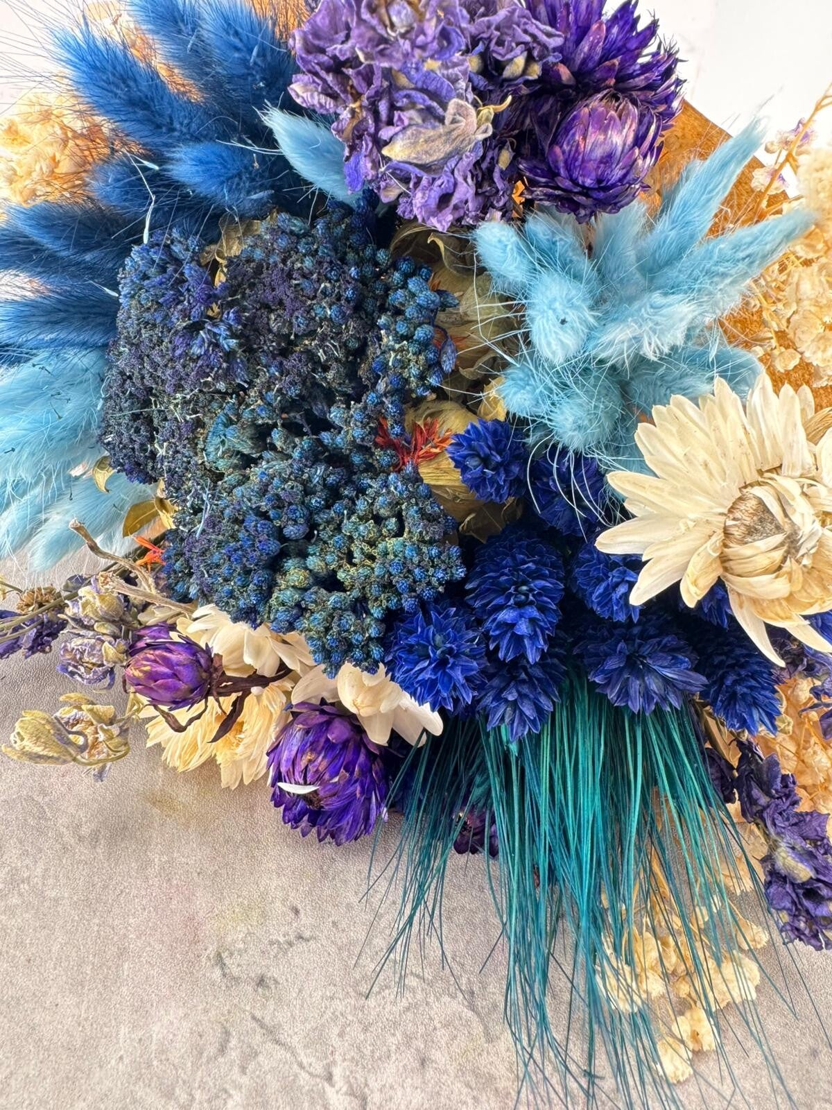 Bouquet seco redondo azul