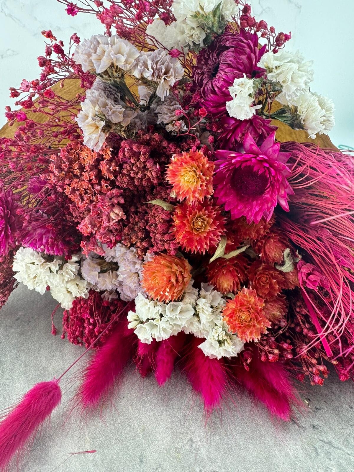 Bouquet seco redondo fucsia