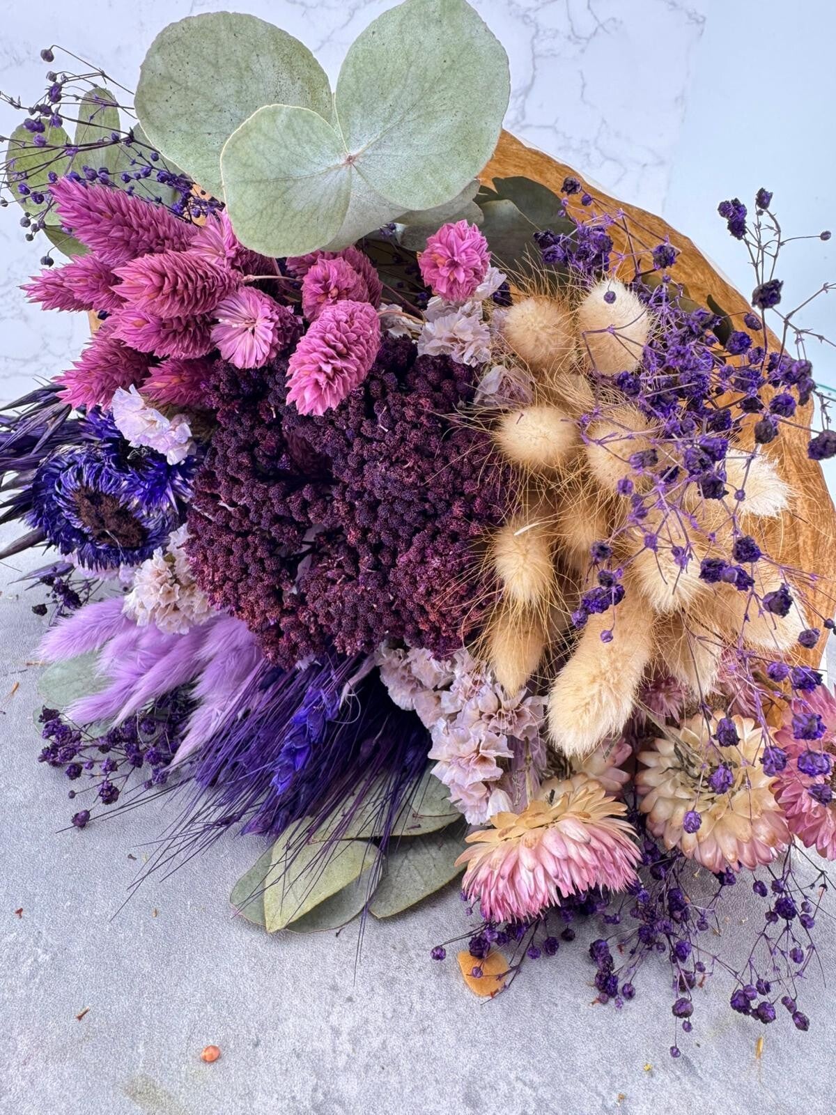 Bouquet seco redondo morado