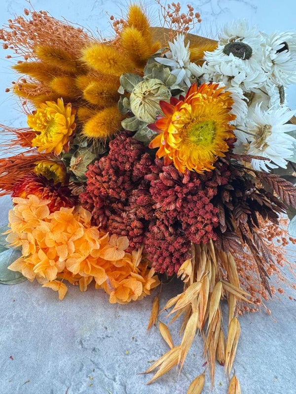 Bouquet seco redondo naranja