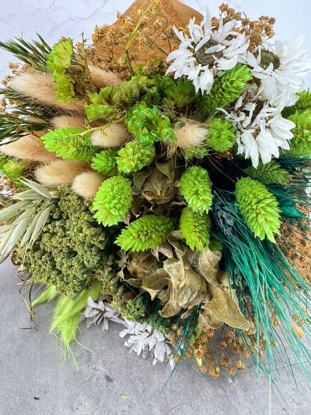 Bouquet seco redondo verde