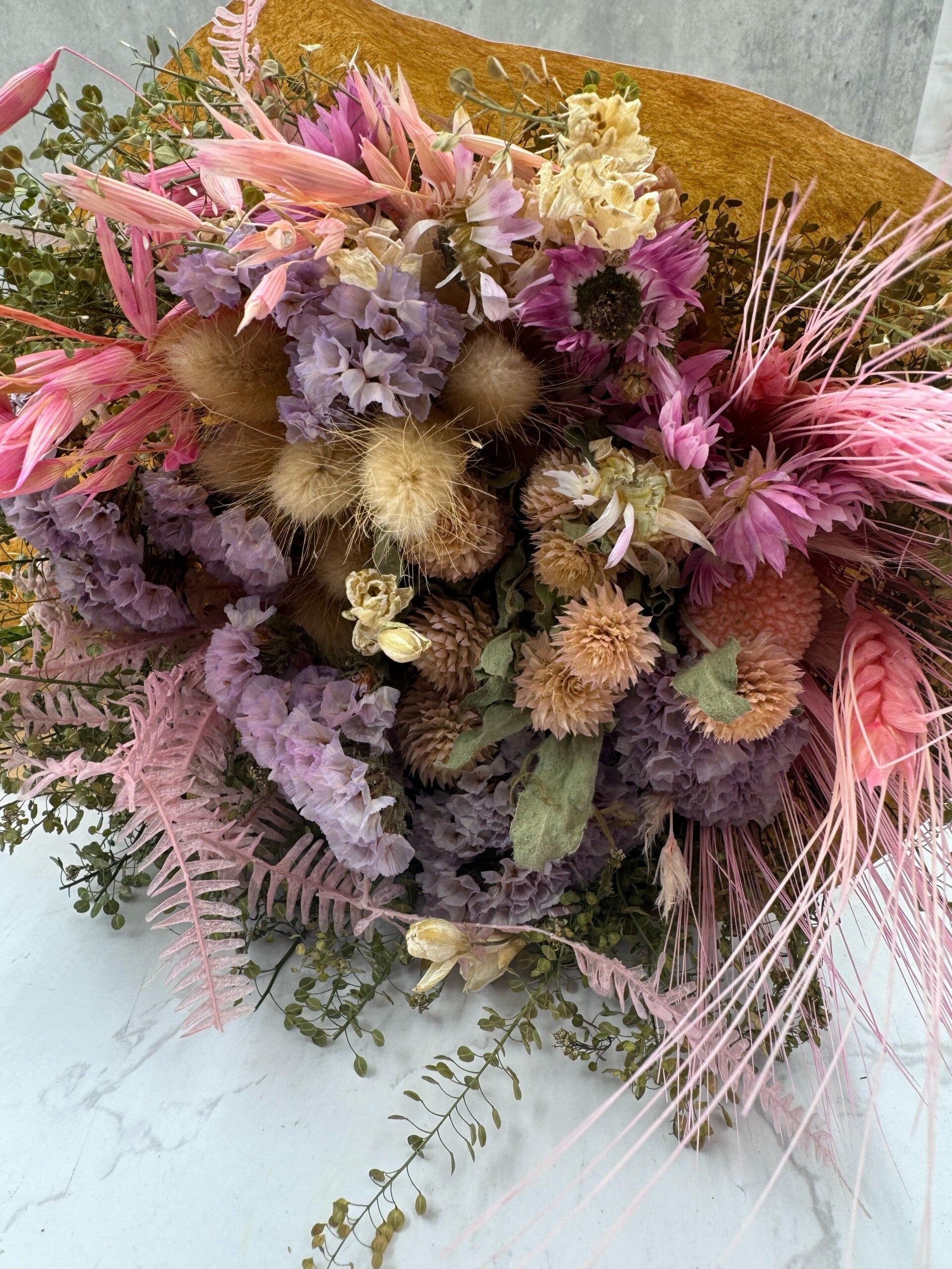 Bouquet seco redondo rosa