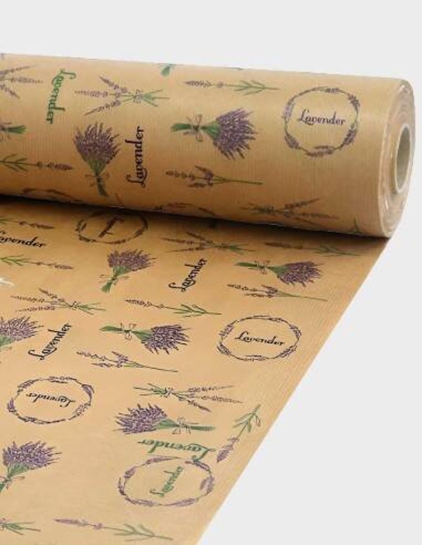 Papel kraft estampado lavanda