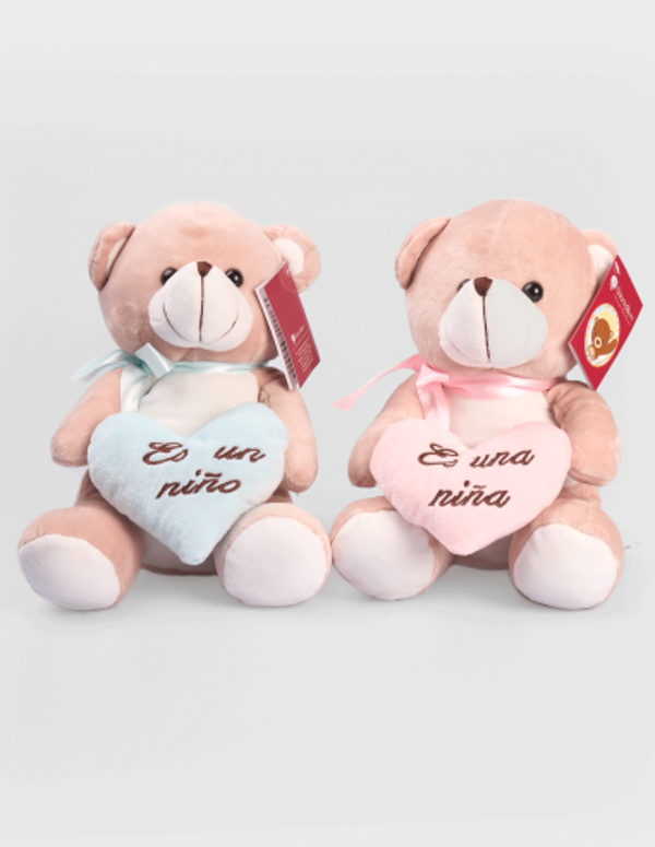 Peluche Oso Rosa/ Celeste (Es un niño/ Es una niña)