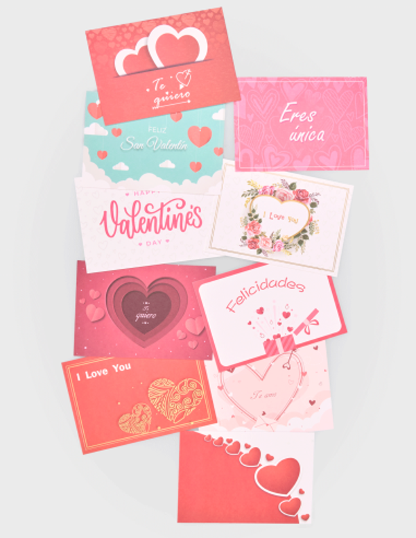 Tarjetas Simples Surtidas 4 San Valentín