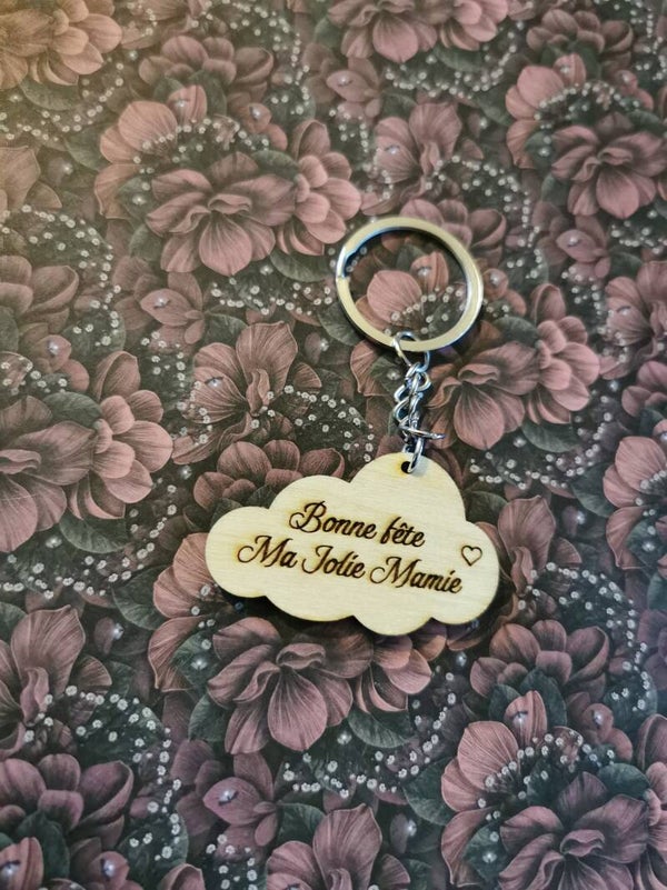 Porte clés bonne fête ma jolie mamie en bois