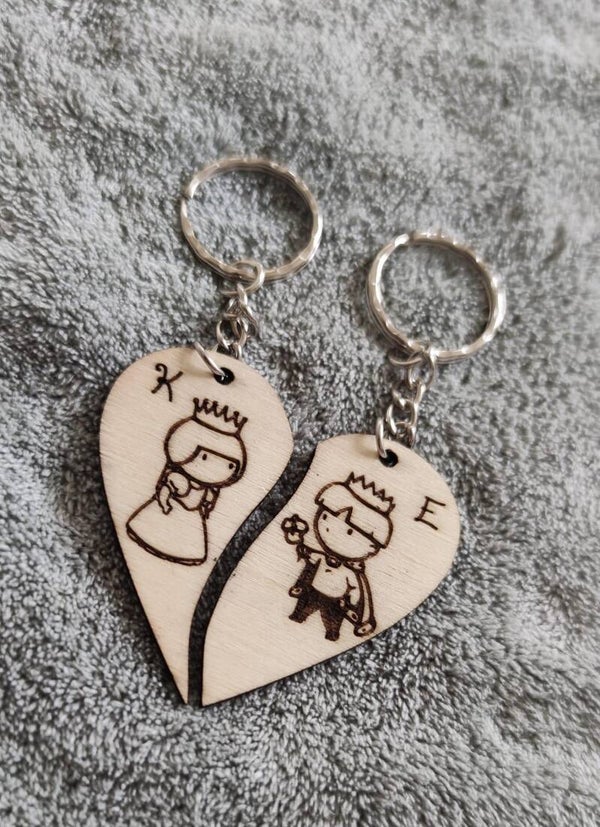 Porte clés cœur en bois