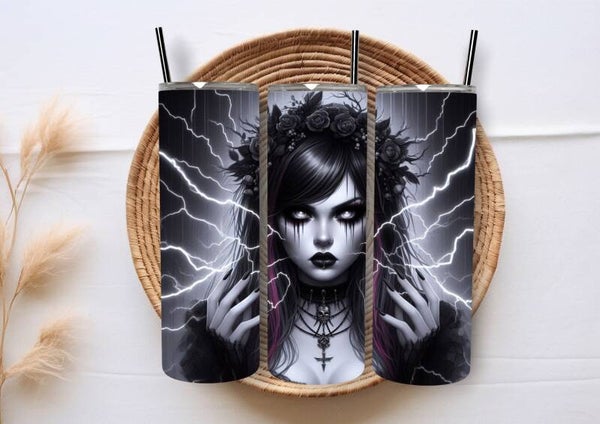 Thermobecher Hexe mit Blumenkranz