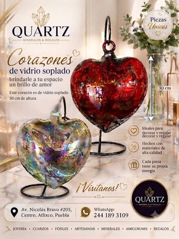 CORAZON DE VIDRIO SOPLADO