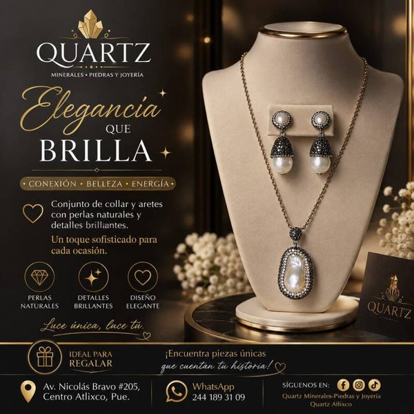 JUEGO DE ARETES Y COLLAR DE PERLAS