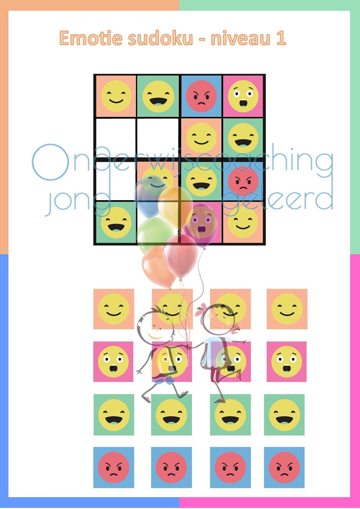 Emotie Sudoku - 4 verschillende niveaus