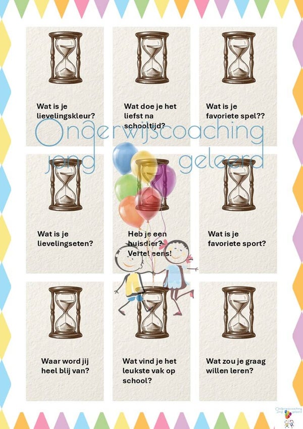 Het Zandloperspel ⏳ - kennismaking, groepsvorming, Gouden Weken