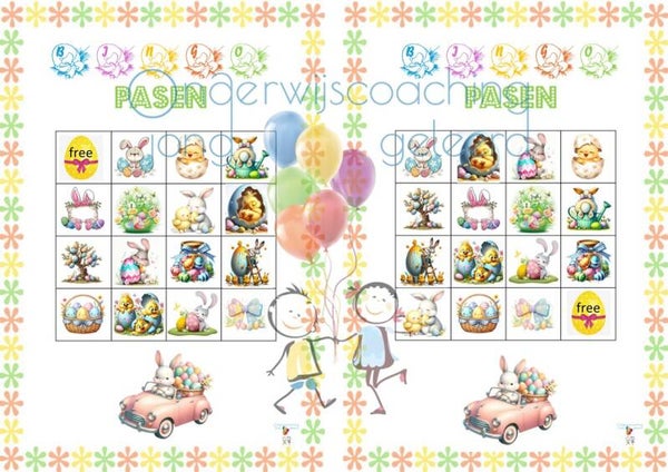 Pasen bingo - 16 bingokaarten met afroepkaarten 🐰